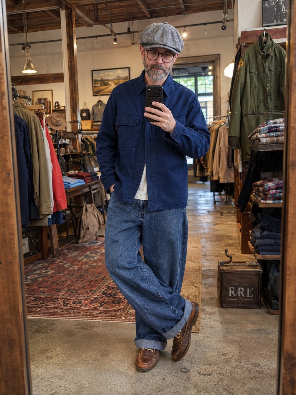 Vintage Fionier Stunning Deep Indigo HERRINGBONE Chore Jacket - Picture 2 of 5